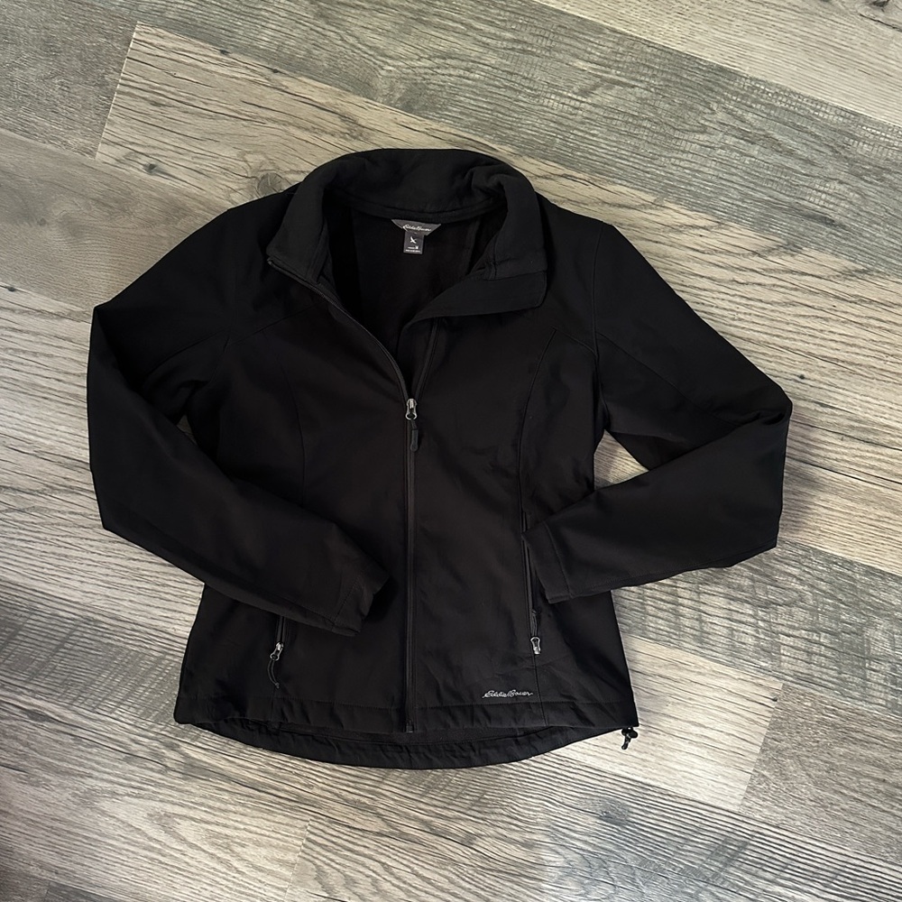 Eddie Bauer fleece‎ lined full zip Black jacket womens size medium